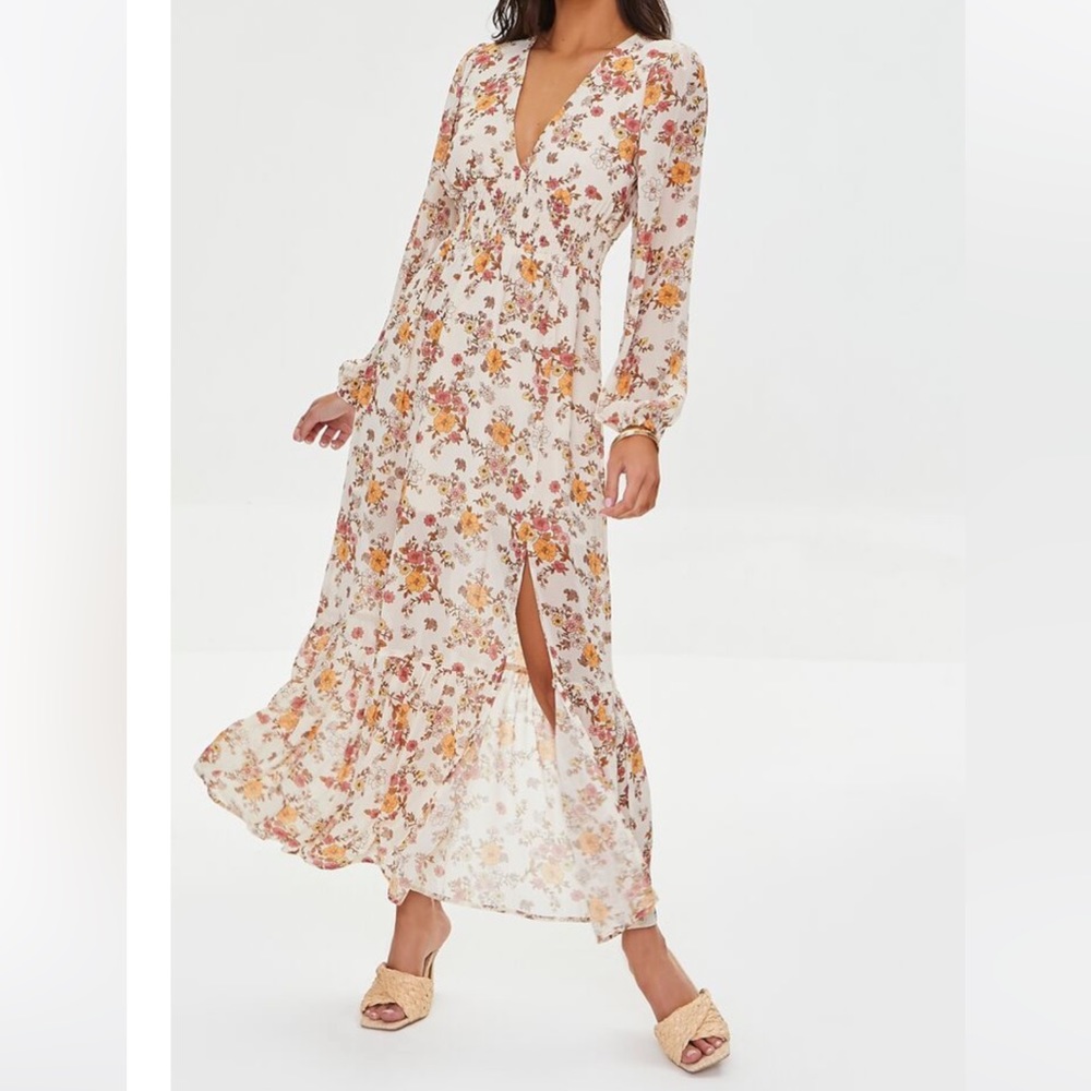 Forever 21 Chiffon Floral Print Maxi Dress